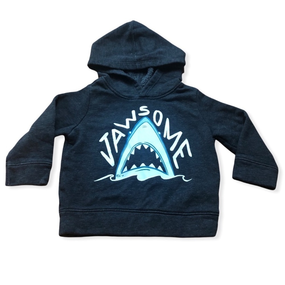 🎉3 For 15$🎉Old Navy Baby Boy Jawsome Shark Blue Hoodie Sweater Size 12-18 M